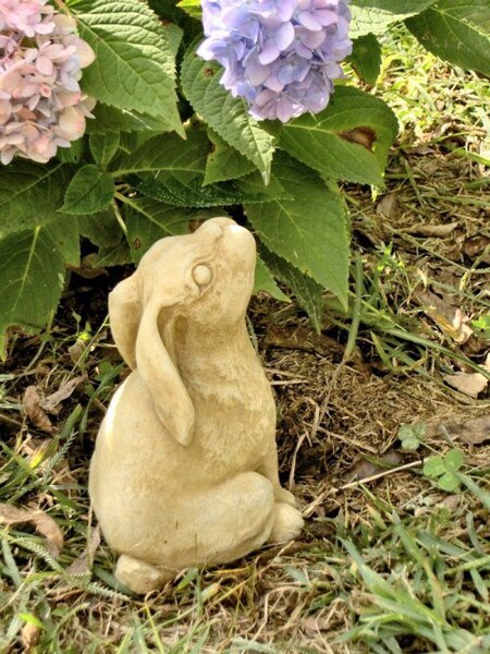 Rabbit Statue for outdoors -Small Sitting Bunny Cement for Garden